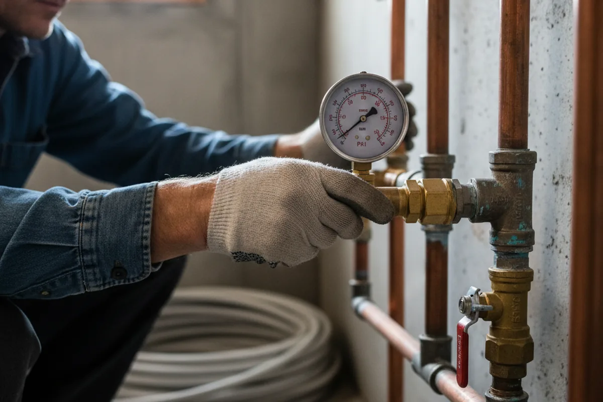 Pressure testing a repaired line during Water Line Repair in Robert Lee